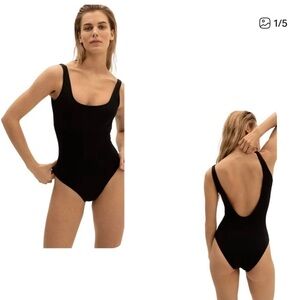 Everlane Black Scoop-Back One-Piece Swim